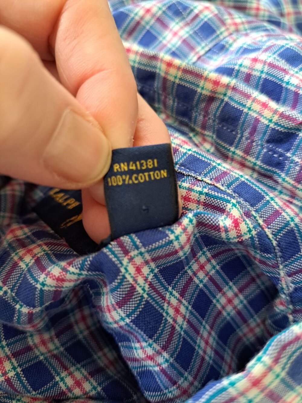 Ralph Lauren Men's Blue Plaid Button-Up Shirt Pony Logo Long Sleeve Small Gusset - Picture 9 of 14